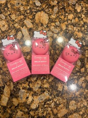 The Crème Shop x Hello Kitty Pink Macaron Lip Balm set of 3
